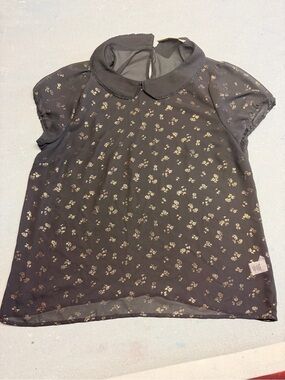 princess vera wang Black Blouse with Gold Floral Accents